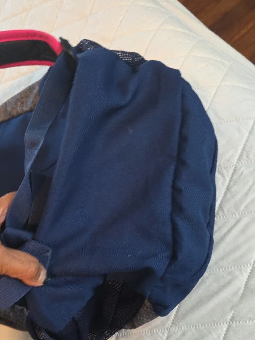 adidas Heather Gray Backpack with Pink and Teal Accents